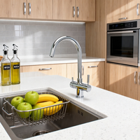 Keran dapur pegangan ganda dingin panas 5 in 1, keran mixer warna krom gaya Eropa desain baru
