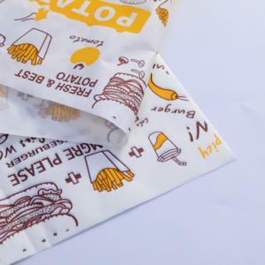 กระดาษห่อเบอร์เกอร์ขนาด18X18X18แว๊กซ์สำหรับร้านอาหารพิมพ์โลโก้ได้ตามต้องการ - Product Image 4