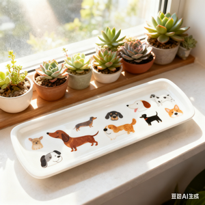 Restoran güzel dikdörtgen uzun düz sandviç meyve gıda plaka tatlı çıkartmaları ile özel sevimli Wiener köpekler beyaz porselen çanak - Product Image 6