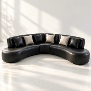 Sofá Esmeralda Moderno Minimalista Sudut Luna Marrón, Conjunto de Sofá Curvo, Tela Premium, Espuma de Alta Densidad, Ecológico, para Sala de Estar - Product Image 1