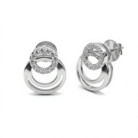 Boucles d'oreilles double cercle en diamant, créoles entrelacées, clous halo, anneau ouvert géométrique, plaqué or 18K 14K, bijoux fins