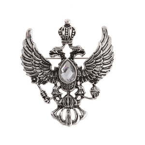 Broche créative à double tête d'aigle, vente chaude transfrontalière, alliage rétro, animal, vente en gros, accessoires de mode, broches - Product Image 4