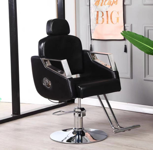 Silla de Barbero Hidráulica Gris, Ajustable en Altura, Reclinable, Giratoria 360 Grados, para Peluquería - Product Image 2