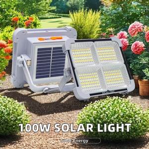 Projecteur LED portable 100W rechargeable à énergie solaire pour camping, avec corps en ABS, IP66, pour applications de jardin - Product Image 2