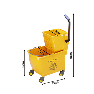 Chariot <span class=keywords><strong>de</strong></span> nettoyage mobile pour hôtels, commerces, avec essoreuse <span class=keywords><strong>à</strong></span> serpillière manuelle, roues silencieuses en plastique épais, pour magasins, restaurants - Product Image 2