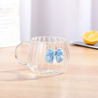 Tasse à café/eau en verre transparent, résistante à la chaleur, en forme de citrouille, avec nœud décoratif, pour la maison