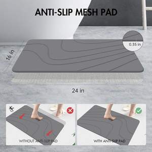 Tapis de bain en diatomite gris foncé antidérapant, super absorbant, séchage rapide, motif personnalisé, pour salle de bain et usage domestique - Product Image 2