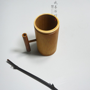 Bamboo Beer Cup With Handle Traditional Chinese Design For Beverage Serving 0.25L Capacity Chongqing Made - Product Image 4