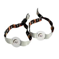 Bracelet RFID tissé jetable pour patient hospitalier, avec logo personnalisé, écologique, 13,56 MHz, avec étiquette ronde en PVC rigide