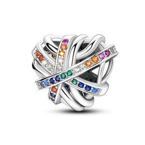 Pendentifs et breloques DIY en zircon argenté en forme de cœur avec pierres taillées en rose, bijoux unisexes pour tous les jours - Product Image 4