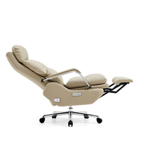 Chaise de bureau de direction moderne avec fonction inclinable, design confortable en cuir véritable pour la maison et la pause déjeuner, utilisation sur ordinateur