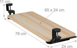 Plateau de clavier de haute qualité, extensible, à fixer sous le bureau, ergonomique, aspect bois, couleur naturelle - Product Image 2