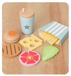 Ensemble de jouets de simulation de cuisine pour enfants, en bois, avec fruits, légumes et hamburgers, pour jeux de rôle - Product Image 5