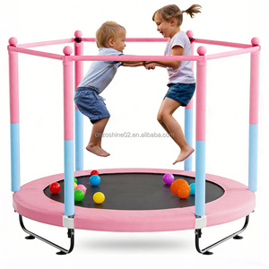 Zoshine Safe Indoor Mini Trampoline for Kids with Safety Enclosure Net and Basketball <strong>Hoop</strong> Toddler Jumping Bed - Product Image 2