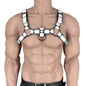 Harnais de poitrine en cuir blanc pour homme avec doubles anneaux et bretelles – Sous-vêtements de tentation - Product Image 4