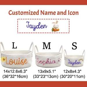 Cestas de almacenamiento de cuerda de algodón modernas y grandes personalizadas para guardería, regalo <span class=keywords><strong>con</strong></span> <span class=keywords><strong>nombre</strong></span> personalizado para recién nacido, niño o niña, cesta de refrigeración para bebé - Product Image 6