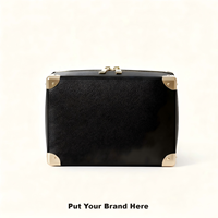 Étui de maquillage de luxe en cuir PU rigide avec fermeture éclair, antichoc, style vintage, coins dorés, boîte de rangement pour flacon de parfum Oud, idéal pour les voyages