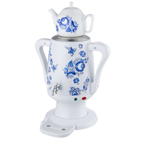 Théière turque électrique en acier inoxydable de haute qualité, couleur blanche, 3,5 L, avec peinture florale