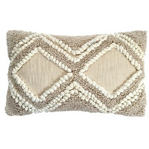 Bohemian Geometric <b>Square</b> Throw <b>Pillow</b> Cover Wool Washable Non-Toxic Polyester Filling Customizable Decorative Cushion - Product Image 1