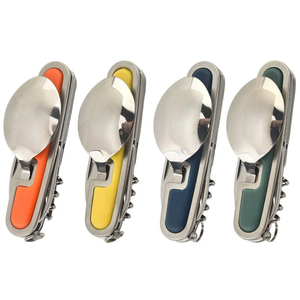 ชุดช้อนส้อมสแตนเลสอเนกประสงค์แบบถอดประกอบได้ พับเก็บได้ สำหรับตั้งแคมป์กลางแจ้ง พกพาสะดวก มีด ส้อม ช้อน - Product Image 4