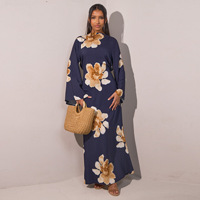 Robe longue décontractée d'été Vanfound 120029 en polyester imprimé à motif floral, coupe ample, longueur cheville, taille personnalisable