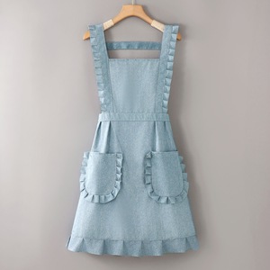 Delantal de Cocina Impermeable de Algodón Duradero con Encaje y Tirantes Cruzados para Mujer/Niña, con Bolsillos, Delantal de Arte para el Hogar y Decoración de Cocina <span class=keywords><strong>DanYa</strong></span> F-0010 - Product Image 4