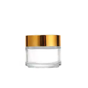 H & Z toptan yuvarlak boş kozmetik konteyner, makyaj kutusu kavanozlar beyaz İç gömlekleri ve altın kapaklı