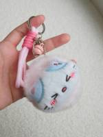 Miroir de maquillage portable double face en peluche Winway, pendentif de sac, décoration suspendue, miroir de dessin animé