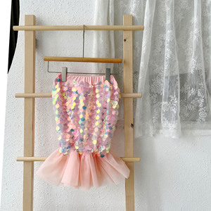 Gonna per Bambine, Abito da Principessa Sirena, Gonna Estiva in Chiffon con Applicazioni e Paillettes, Costume di Halloween per Ragazze - Product Image 5