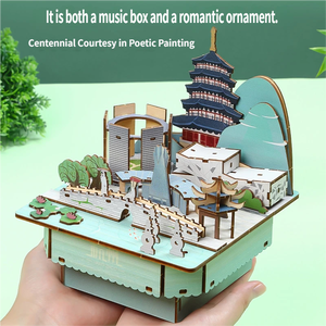 Caja Musical de Estilo Chino 3D, Divertida y Moderna, Modelo de Ciudad para Armar, Regalo Infantil al por Mayor - Product Image 4