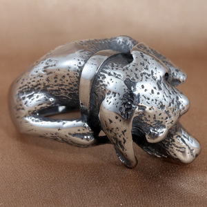 European American Style <b>Titanium</b> Steel Dog <b>Ring</b> Silver Men's Punk Jewelry Gift 213032 - Product Image 1