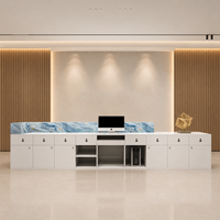 Comptoir de réception en marbre artificiel pour hôtel d'entreprise de luxe moderne, établissement de formation, caisse enregistreuse, personnalisable