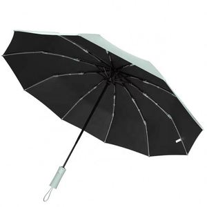 Parapluie pliant entièrement automatique extra-large à 12 baleines épaissies, protection UV, revêtement noir, léger, en nylon 190T, pour affaires - Product Image 3