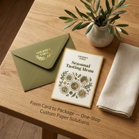 Catalogue personnalisé haut de gamme en carton 350g, papier d'art, pelliculage mat, estampage à chaud or pour une table à manger élégante