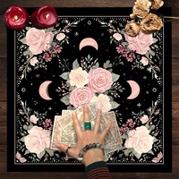 Nappe de table, nappe d'autel et tissu de divination rose à motifs papillon, phase de lune et floral, pour Tarot, Sorcellerie, Astrologie, Oracle, Décoration intérieure