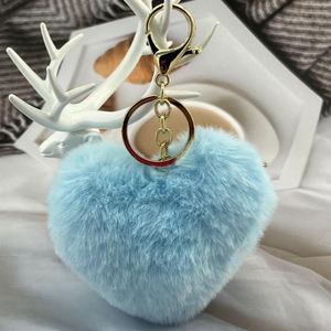 Faux Fur Keychain Fluffy Plush Heart Bag <b>Charm</b> Purse Handbag Pendant <b>Keyring</b> for Women - Product Image 3