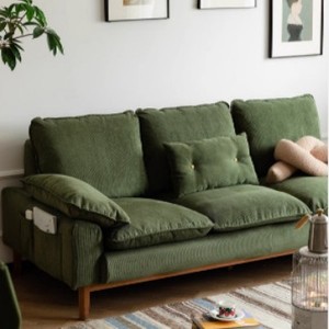 Sofá Nórdico de Tela, Tapizado en Pana, para Tres Personas, Estilo Moderno, Minimalista y Retro para Sala de Estar - Product Image 2