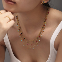 Perhiasan Bingxin Bohemia Bergaya Trendi Rantai Manik-Manik Baja Anti Karat Batu Alam Warna-Warni Lapis Quartzite Tiger Eyes Hadiah