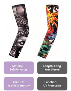 Manica Protettiva per Tatuaggi a Forma di Fiore, Senza Cuciture, per Ciclismo all'Aperto, Protezione Solare Unisex, in Nylon con Stampa a Trasferimento Termico, Design Lungo - Product Image 5