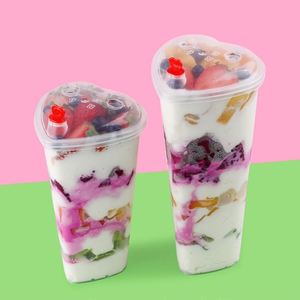 16oz 22oz Heart Shaped Boba <b>Cup</b> Disposable PP <b>Plastic</b> Injection Boba Bubble Tea <b>Cup</b> for Juice Milk Tea - Product Image 1