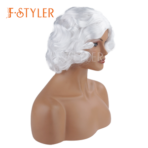 FSTYLER blanc profond ondulé perruques femmes Cosplay fête cheveux synthétiques <span class=keywords><strong>perruque</strong></span> en gros vente en vrac usine réglable <span class=keywords><strong>Halloween</strong></span> Costume <span class=keywords><strong>perruque</strong></span> - Product Image 2