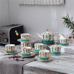 Wholesale 15-Piece Royal Western Home Decor Ceramic Coffee & <b>Tea</b> <b>Set</b> Gold Handle - Product Image 2