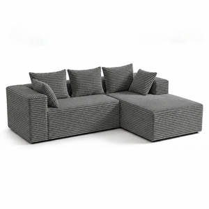 Divano Componibile a L Sottovuoto in Tessuto Corduroy con Spugna ad Alta Resilienza, Design Modulare Salvaspazio, Pronto all'Uso, Nessun Montaggio Richiesto - Product Image 1