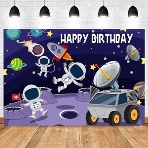 Universe Space Planet Pesawat Ruang Angkasa Astronot Latar Belakang Bayi Laki-laki Pesta Ulang Tahun Langit Berbintang Fotografi Latar Belakang Photozone Banner - Product Image 1