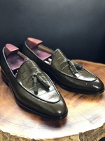 Mocassins Homme Cie ML06 à Glands en Cuir de Veau Gaufré Croco, Faits à la Main de Haute Qualité, Couleurs Peintes à la Main, Chaussures Décontractées et de Mariage