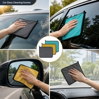 Toalla de microfibra de poliéster de 300 g/m² sin rayas para limpieza de ventanas y espejos de coches, paño de detallado