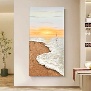 Pintura al óleo pintada a mano, paisaje al amanecer con textura 3D, arte de pared para entrada, sala de estar, mural decorativo - Product Image 4