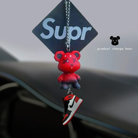 Pendentif de voiture en résine dégradée, ours en peluche caméléon de dessin animé, décoration intérieure créative, accessoire de chaussure personnalisé en forme de poupée