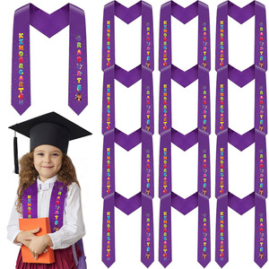 Écharpes plates en satin de 12 cm de large pour la remise des diplômes de maternelle et d'école primaire, avec motifs religieux imprimés et brodés - Product Image 2