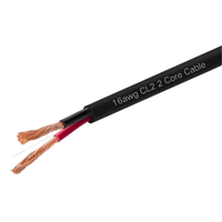 Cable de Altavoz de 2 Conductores con Clasificación CL2 de 16AWG, Rojo y Negro, Revestido de PVC con una Cubierta Exterior Negra